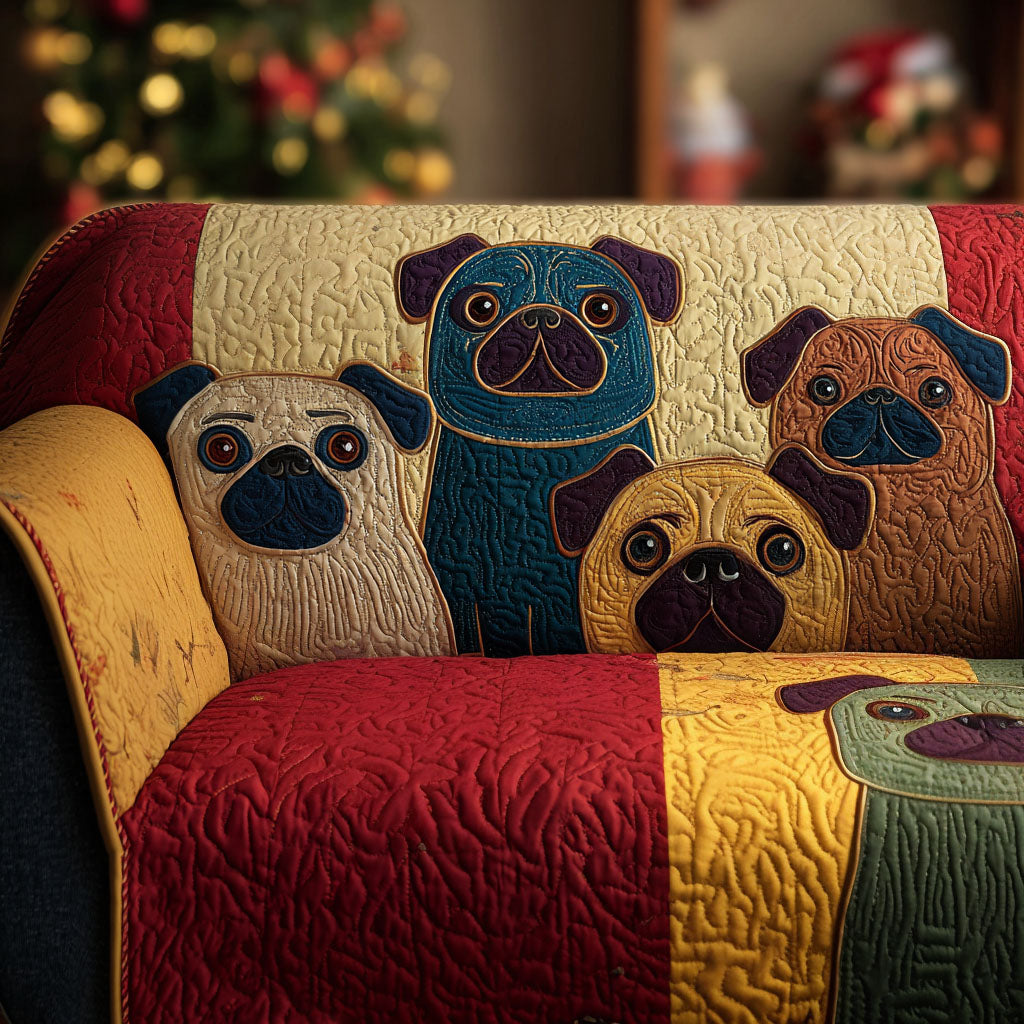 Hjem Sødt Pug Quilted Sofa Dække