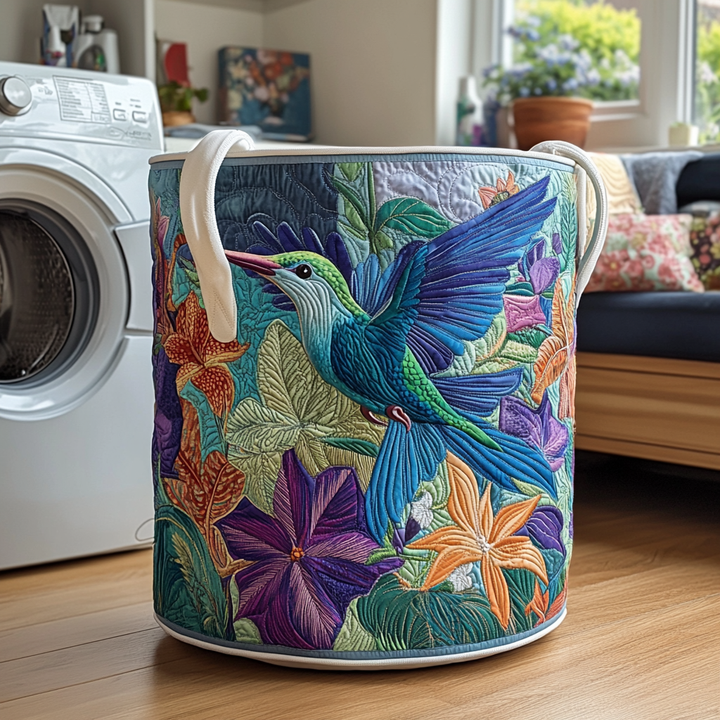 Kolibri Blomsterdrøm Quiltet Vasketøjskurv