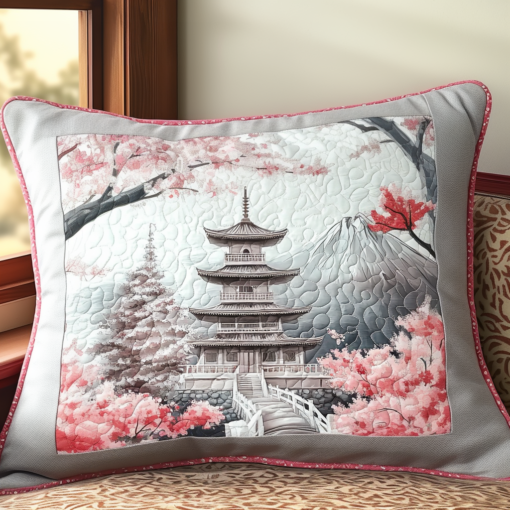 Japansk Blomst Pagode Quiltet Sengetøj Pude Betræk