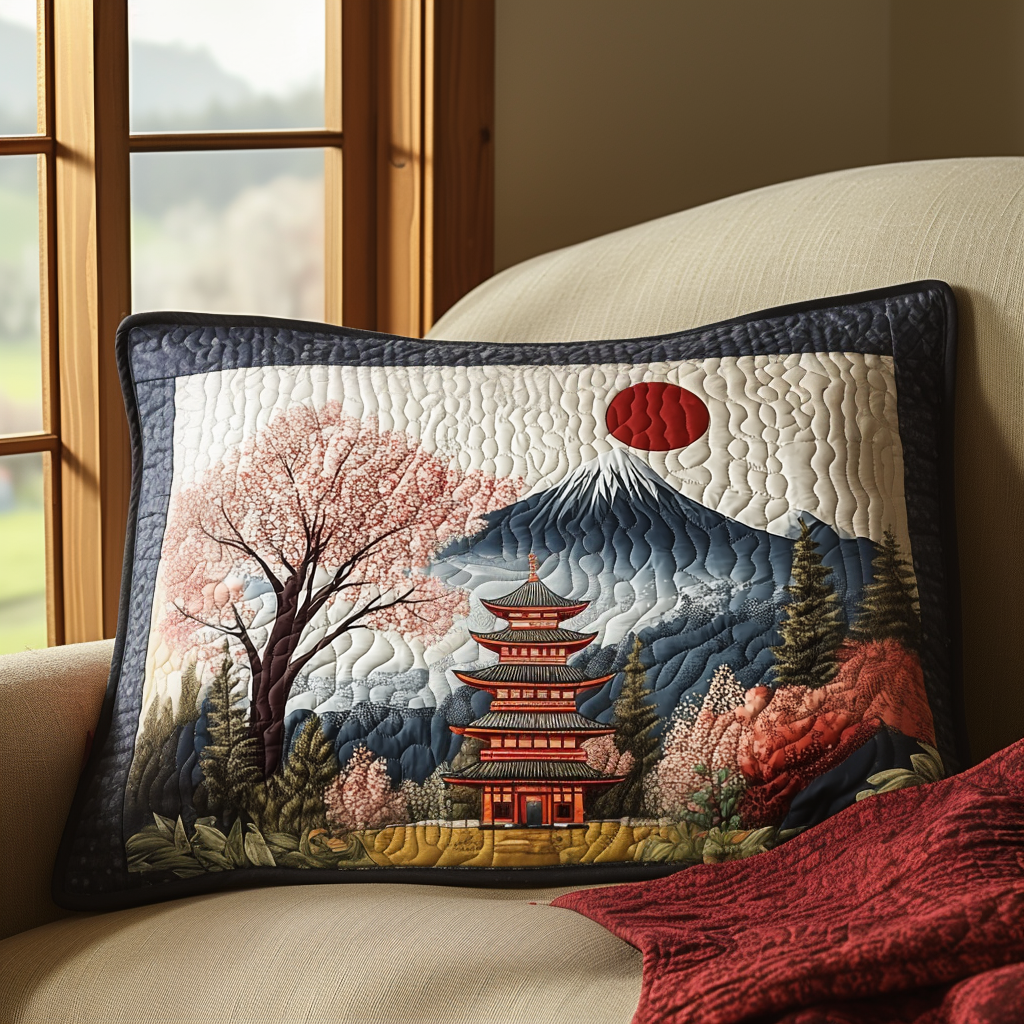 Japansk Pagode Delight Quiltet Pude Betræk