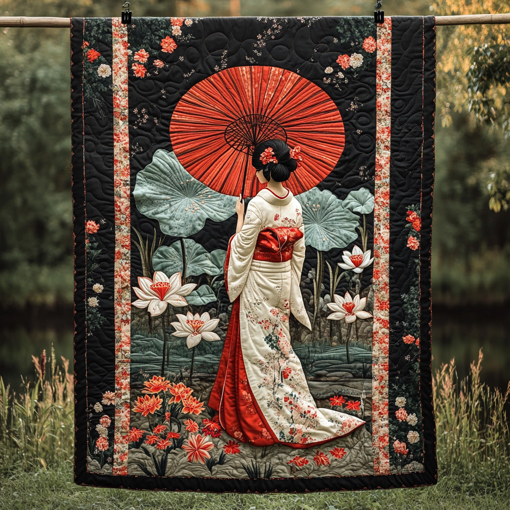 Japansk Geisha Elegance Quiltet Tæppe