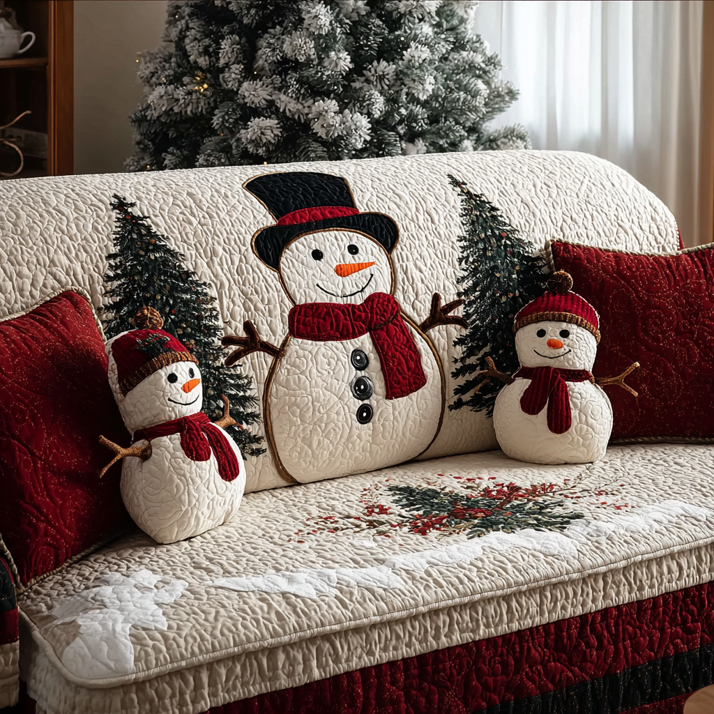 Glædelig Snemand Quilted Sofa Dække