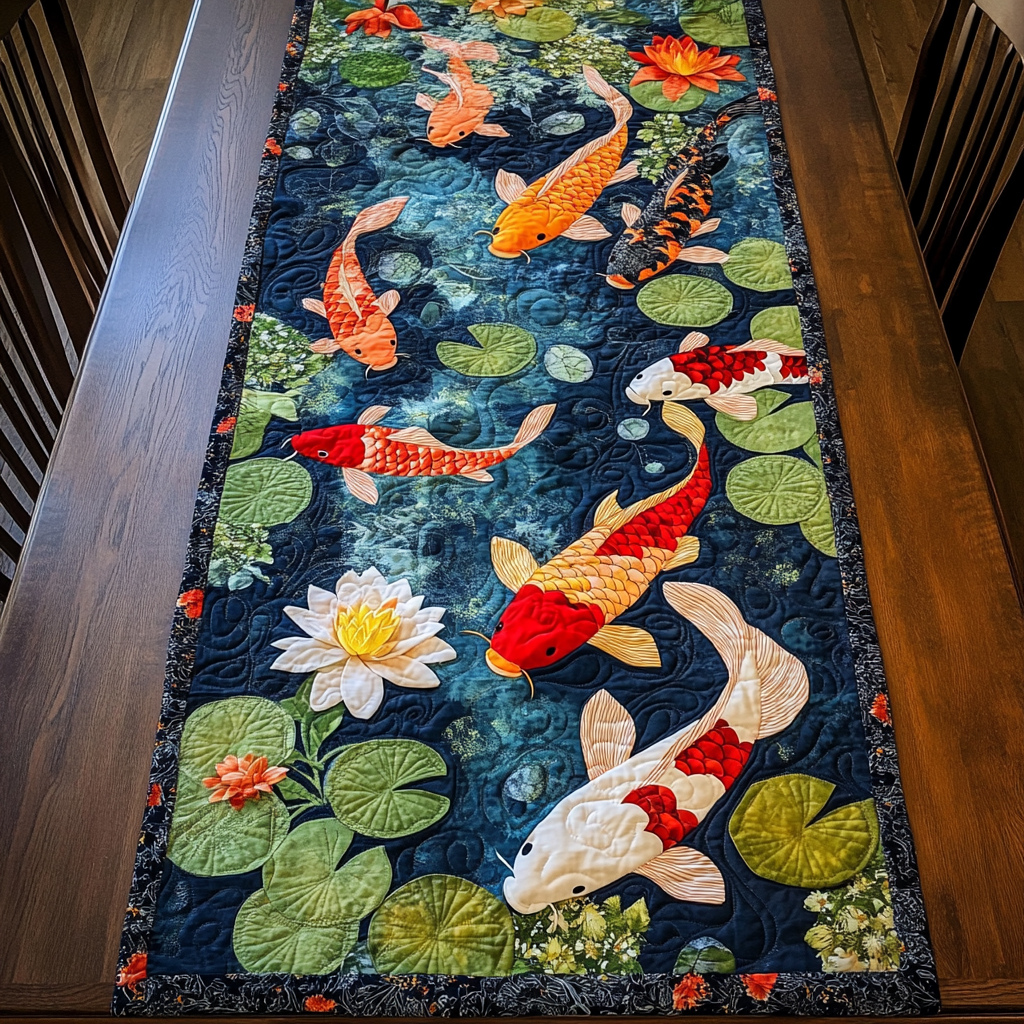 Koi Fisk Quilted Bordløber