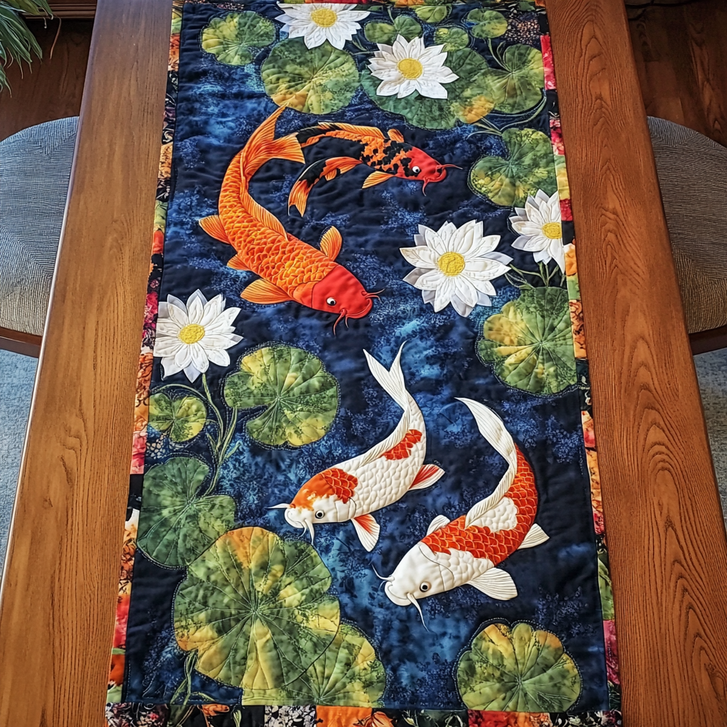 Koi Fisk Quilted Bordløber