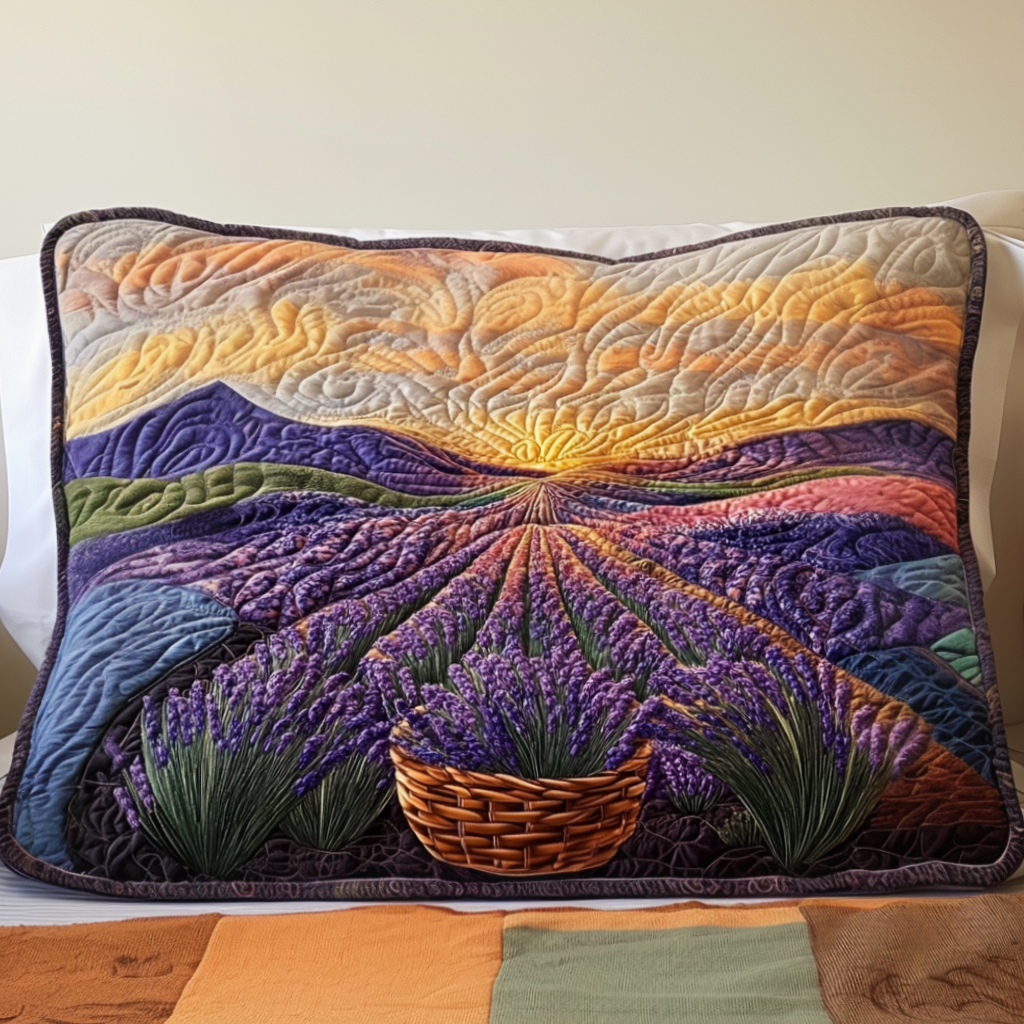Lavendel Måneopgang Quilted Sengetøj Pude Betræk