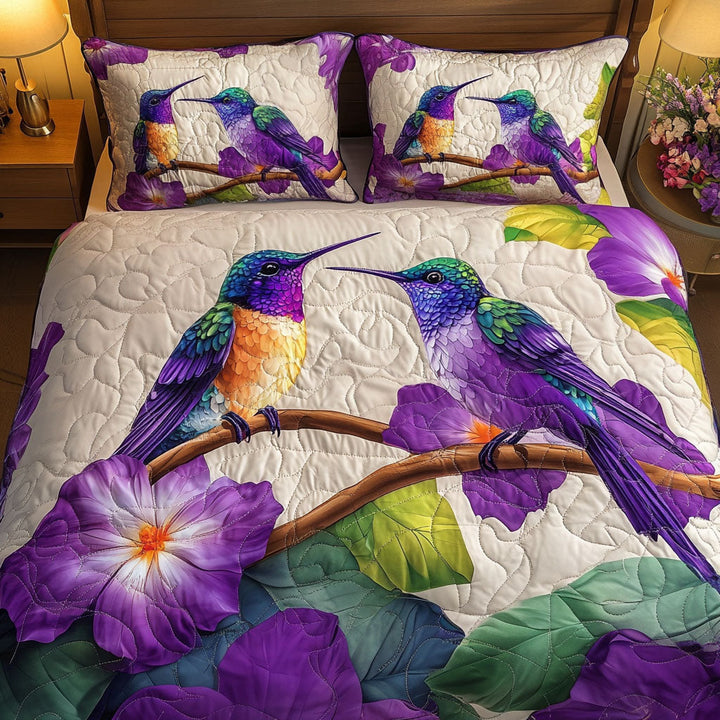 Hummingbird 3-delt quiltet sengetøjssæt