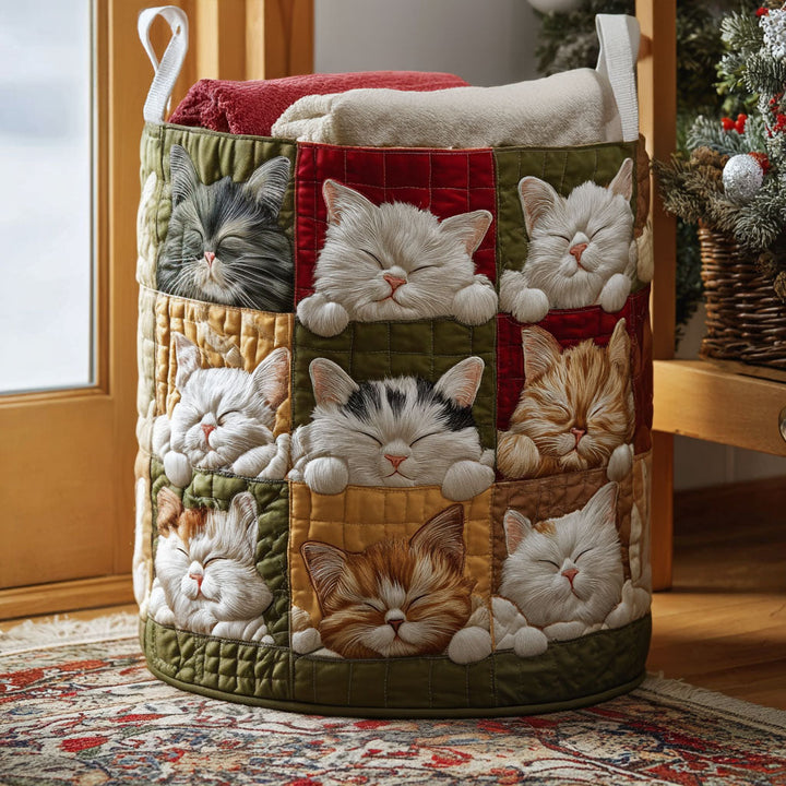 Hygge Kat Quiltet Vasketøjskurv