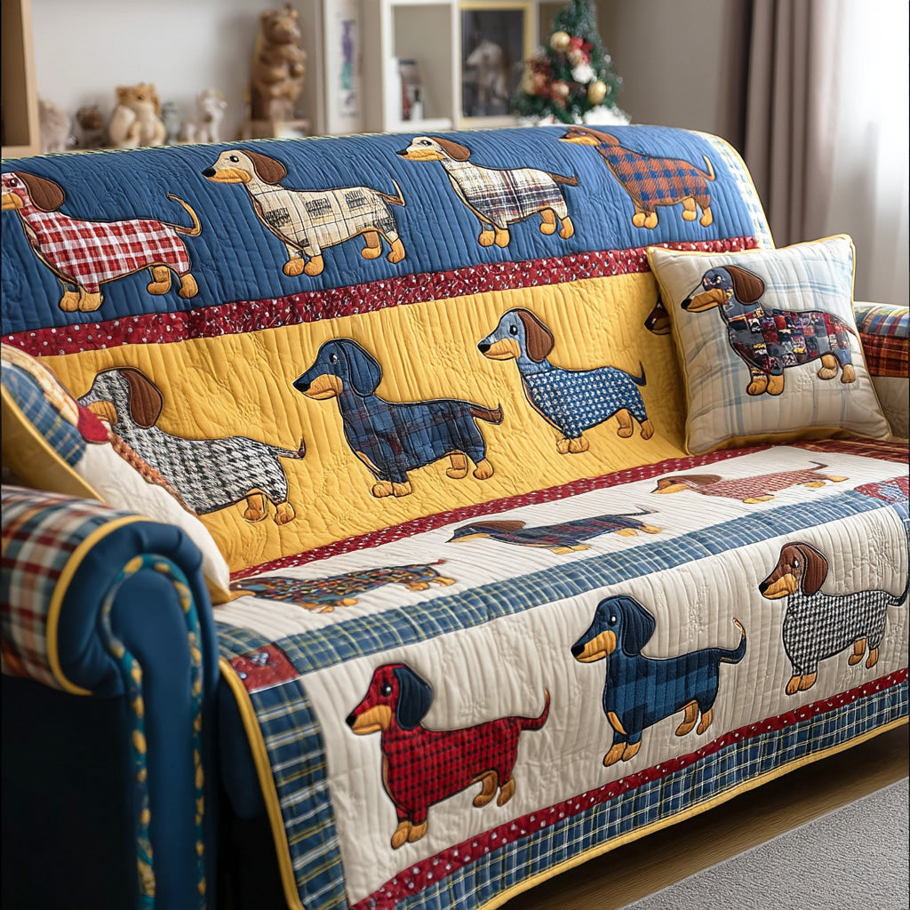 Lille Lang Hund Quilted Sofa Dække