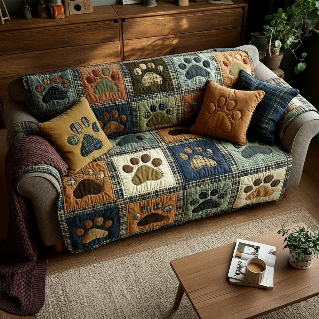 Love Paw Quilted Sofa Cover