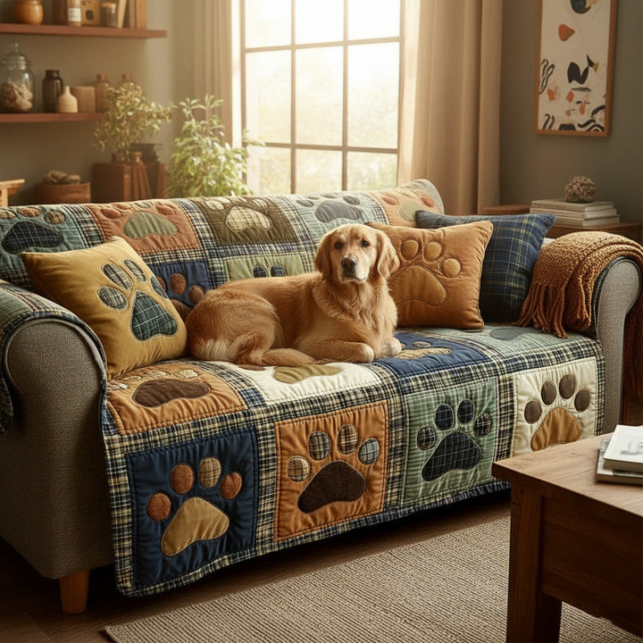 Love Paw Quilted Sofa Cover