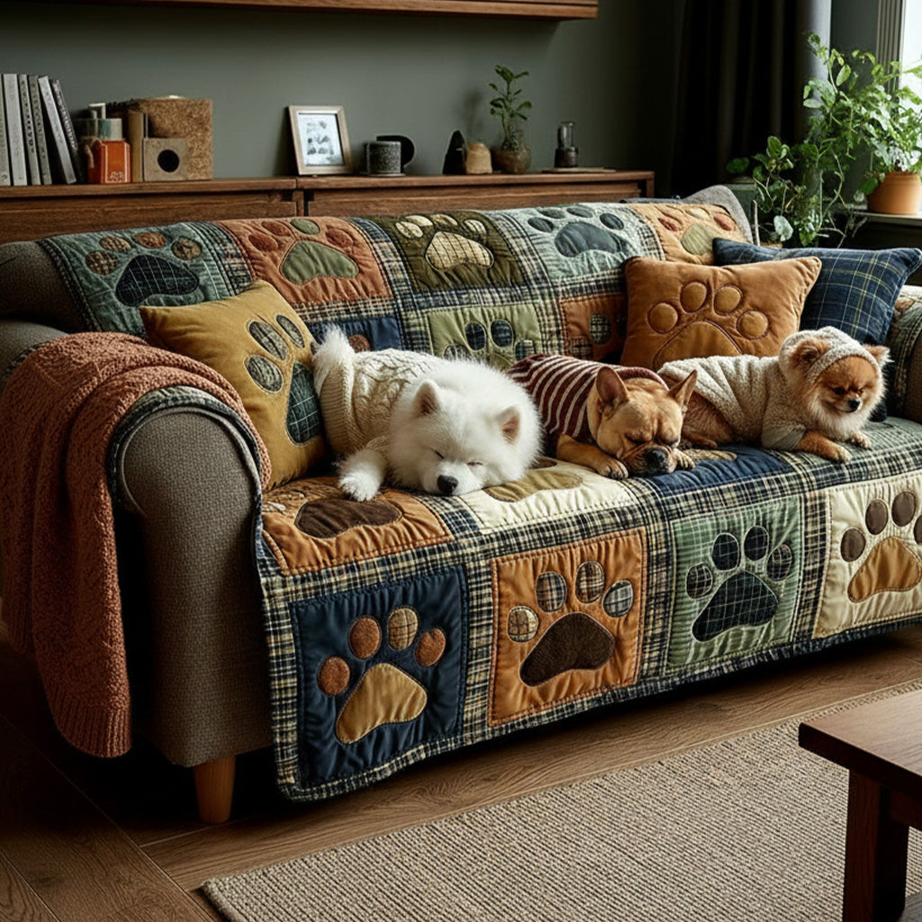 Love Paw Quilted Sofa Cover