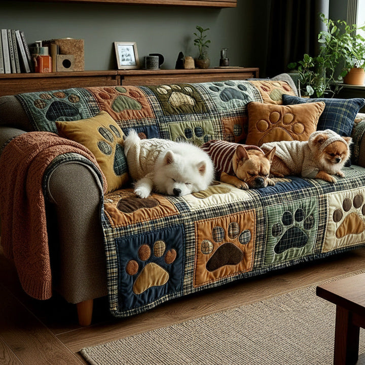 Love Paw Quilted Sofa Cover
