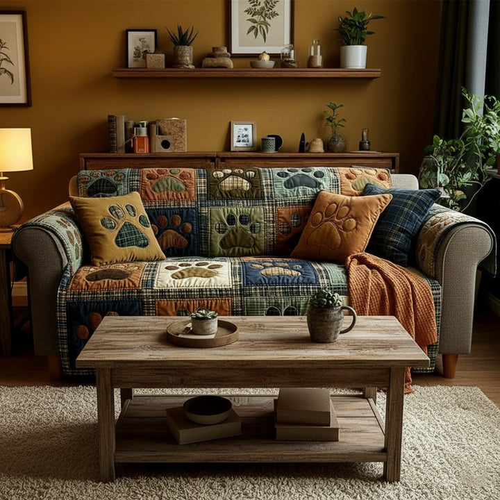 Love Paw Quilted Sofa Cover