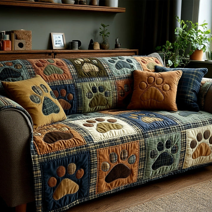 Pet Paw Quilted Sofa Cover