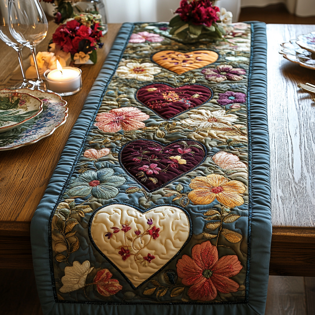 Hjerter Quilted Table Runner