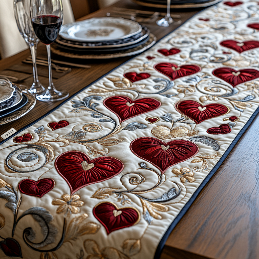 Hjerter Quilted Table Runner