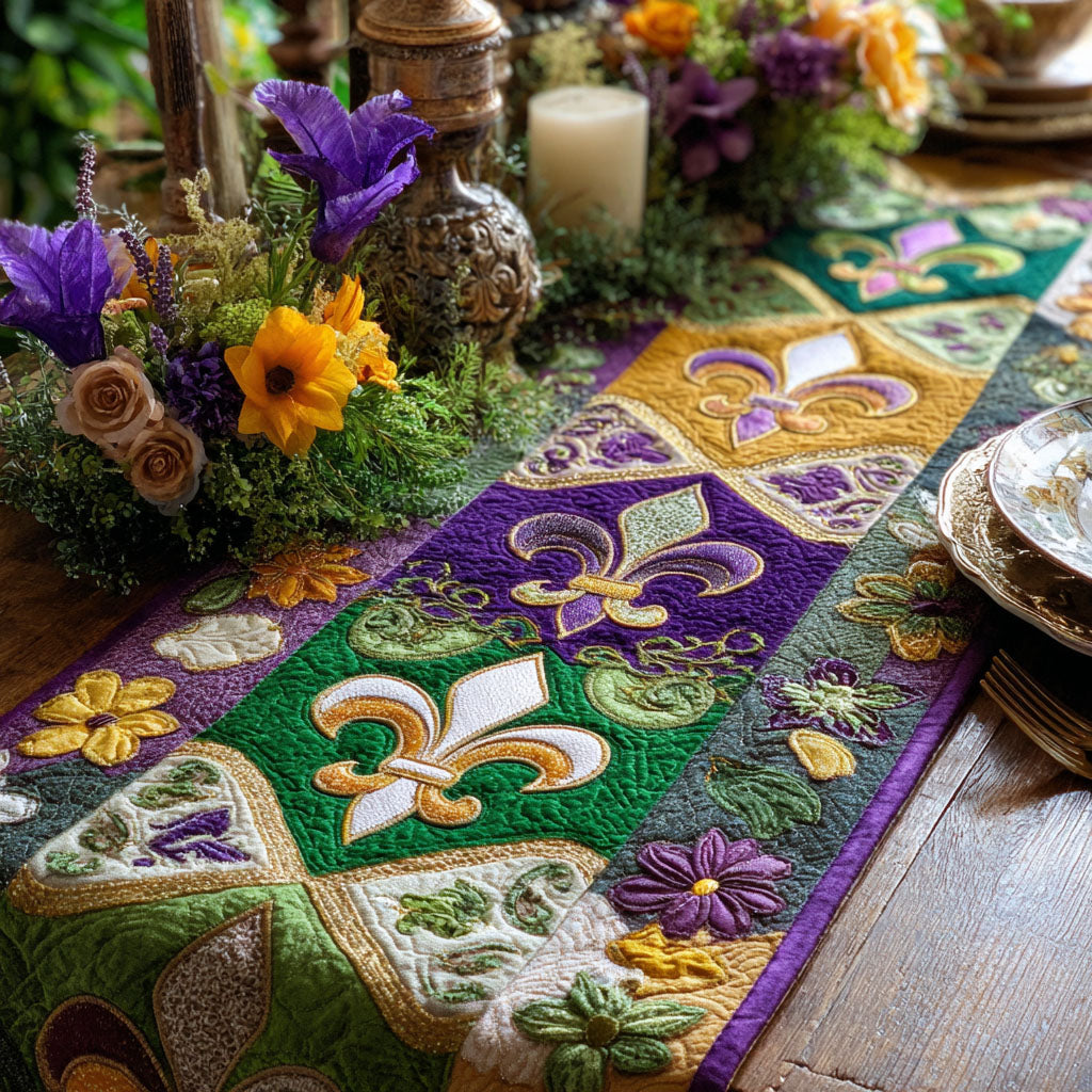 Mardi Fleur Mist Quiltet Bordløber