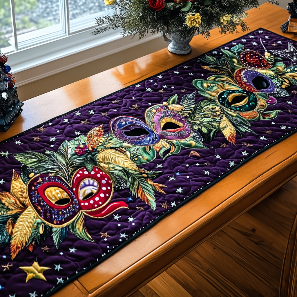 Mardi Gras Quiltet Bordløber