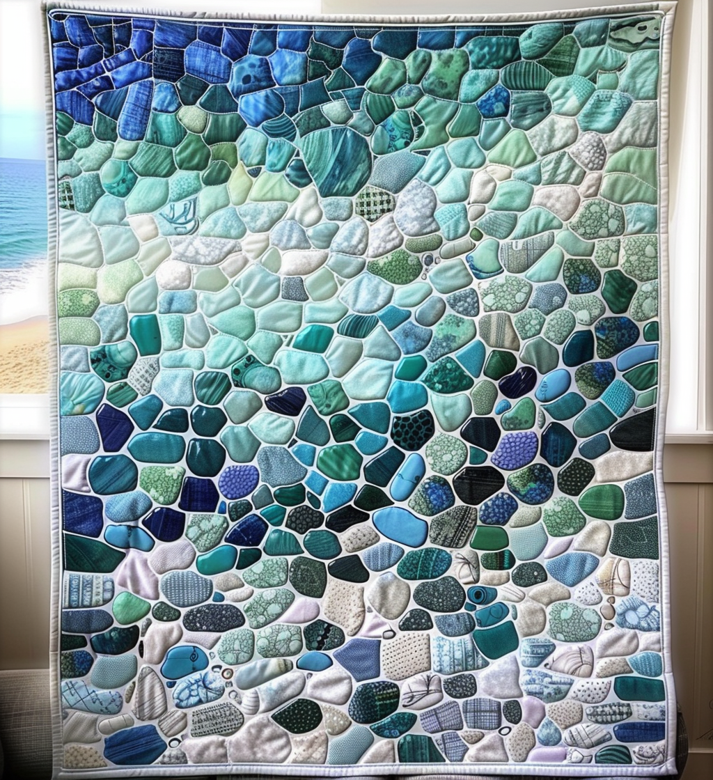 Marine Mosaic Quilted Blanket