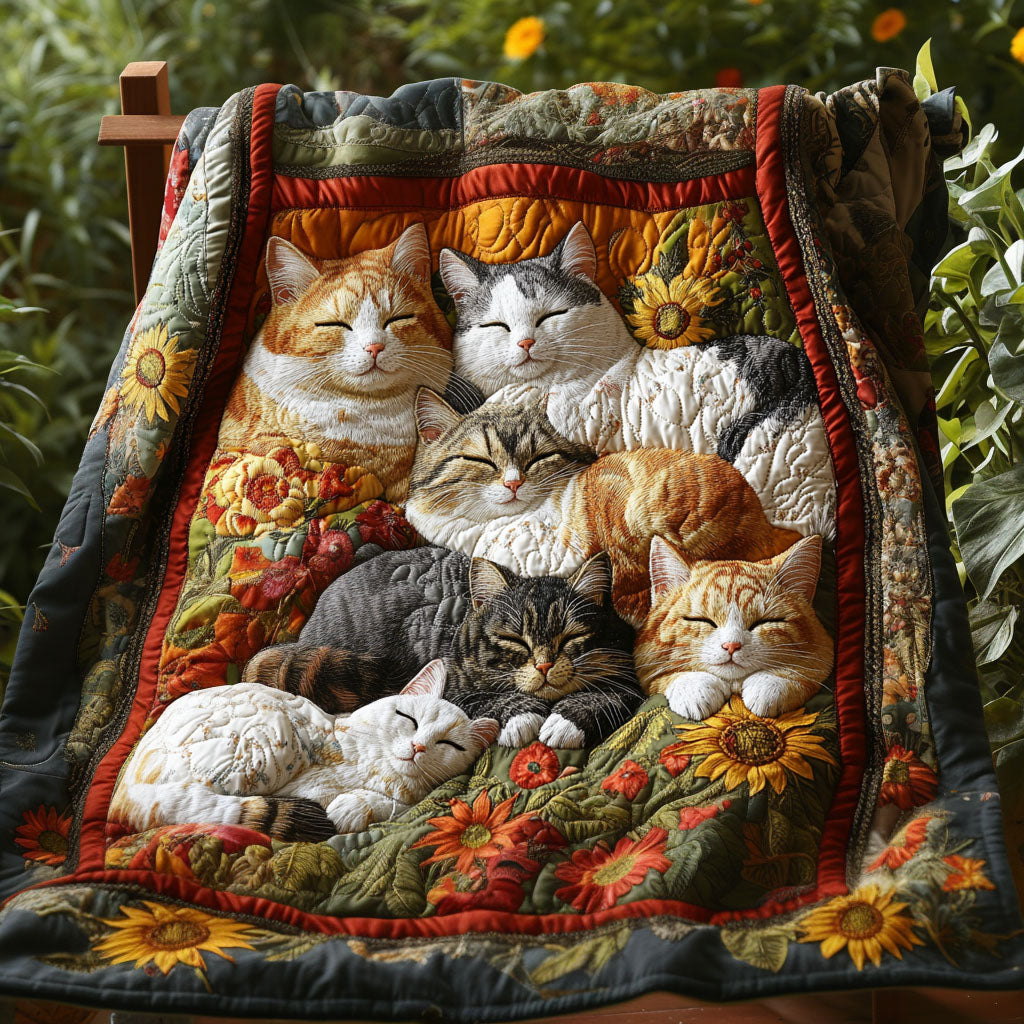 Meow Meadow Quiltet Tæppe