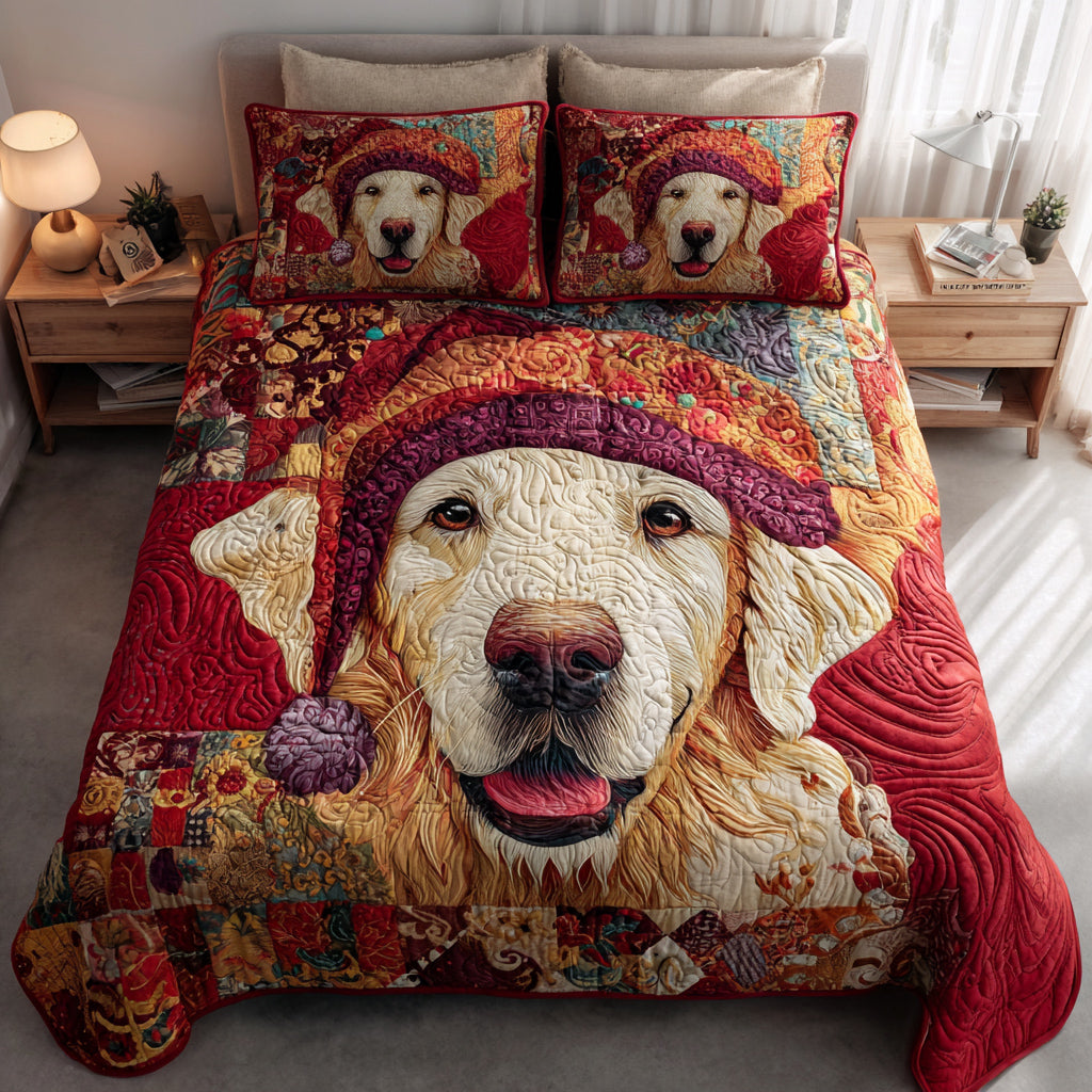 Golden Retriever 3-delt quiltet sengetøjssæt