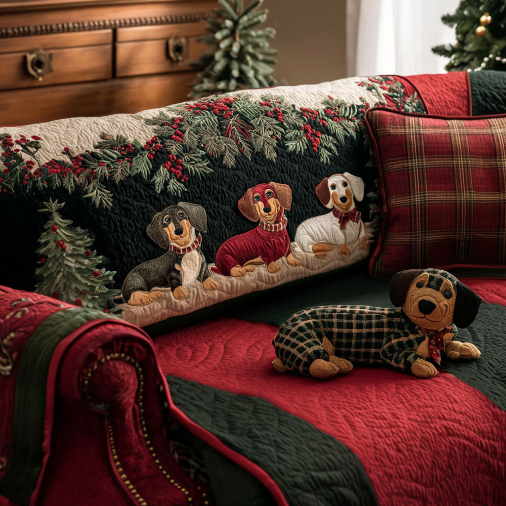 Glade Lille Dachsund Quiltet Sofa Dække