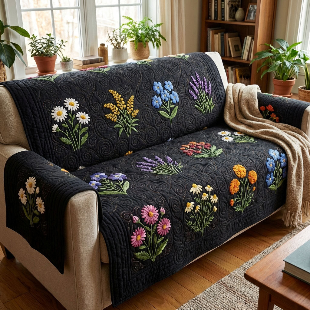 Midnat Blomsterfelt Quilted Sofa Dække