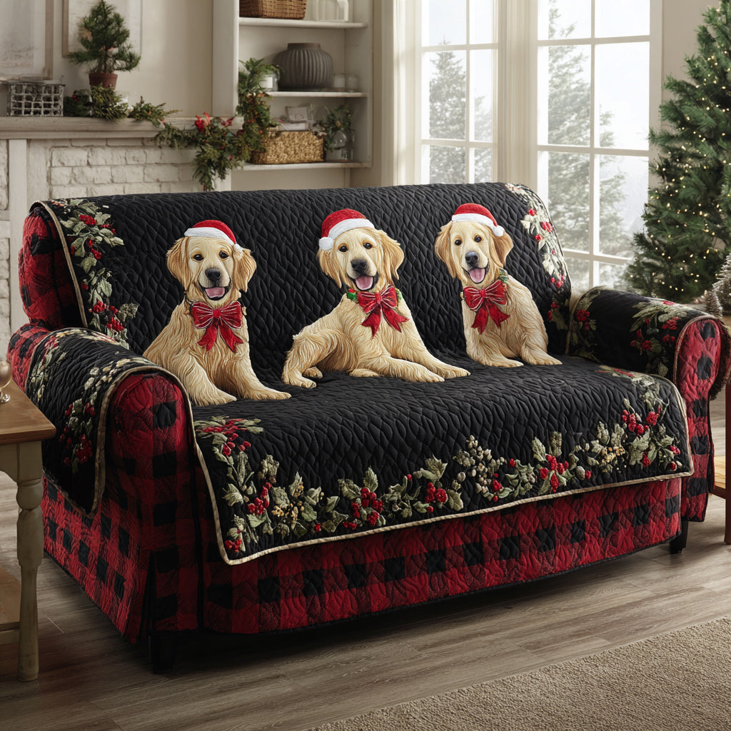 Midnat Golden Retriever Quilted Sofa Cover