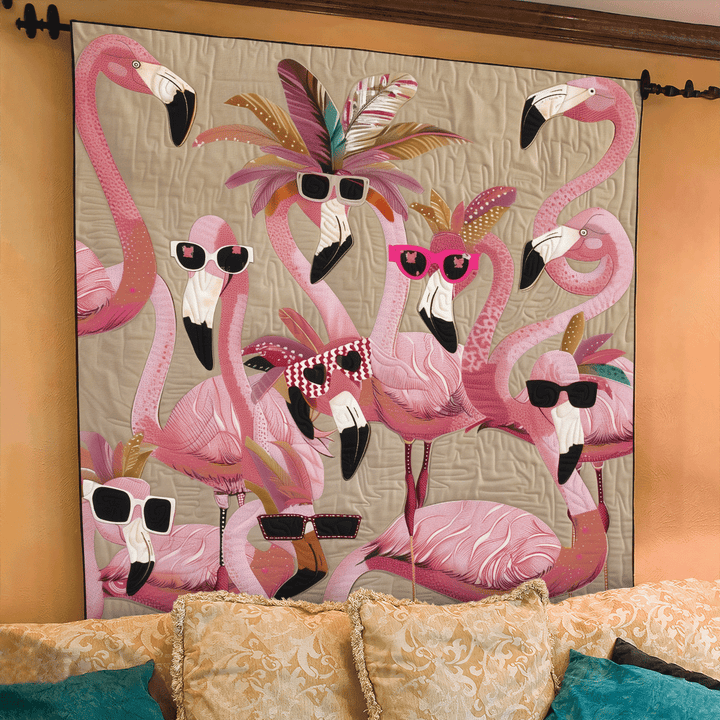 Tropisk Flamingo Delight Quiltet Tæppe