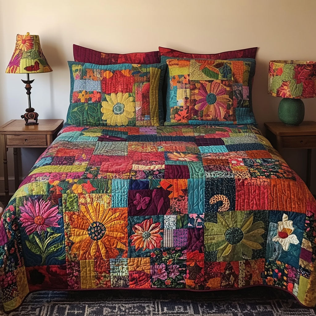 Mystisk Romani 3-delt Quilted Sengetøj Sæt