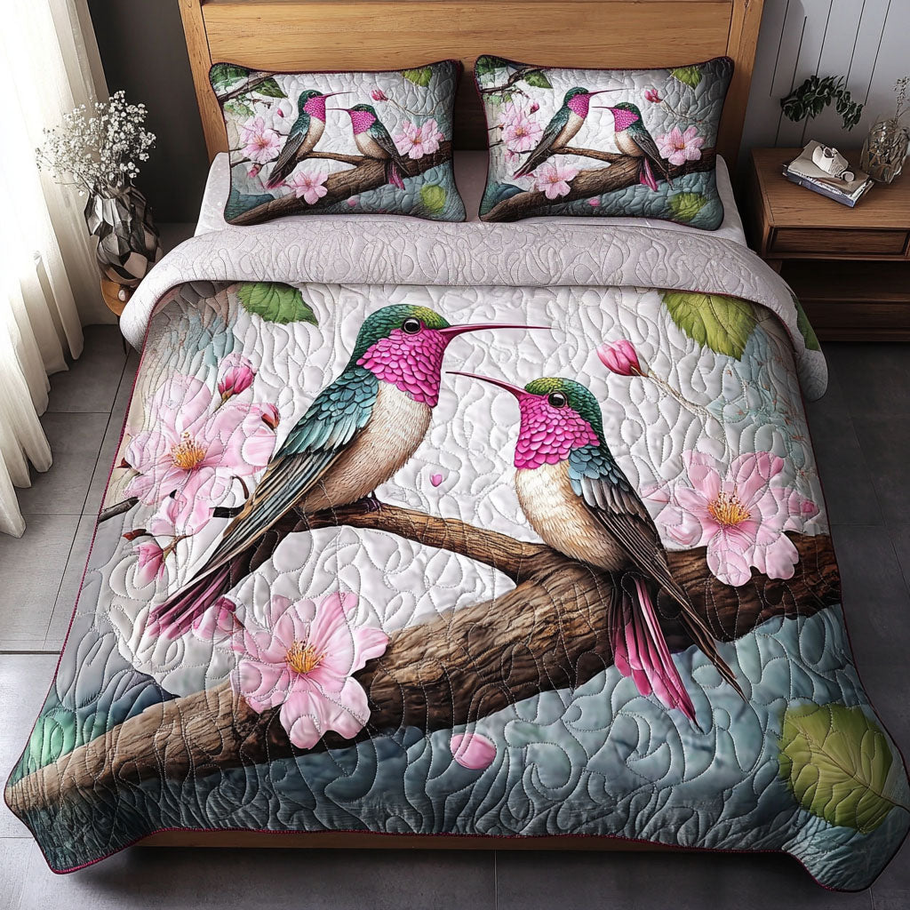 Hummingbird 3-delt quiltet sengetøjssæt