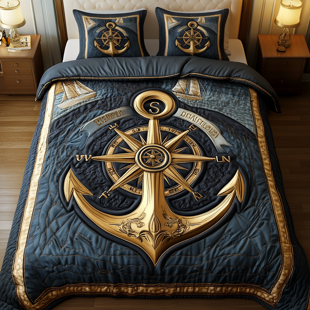 Nautical Dreams 3-delt quiltet sengetøjssæt