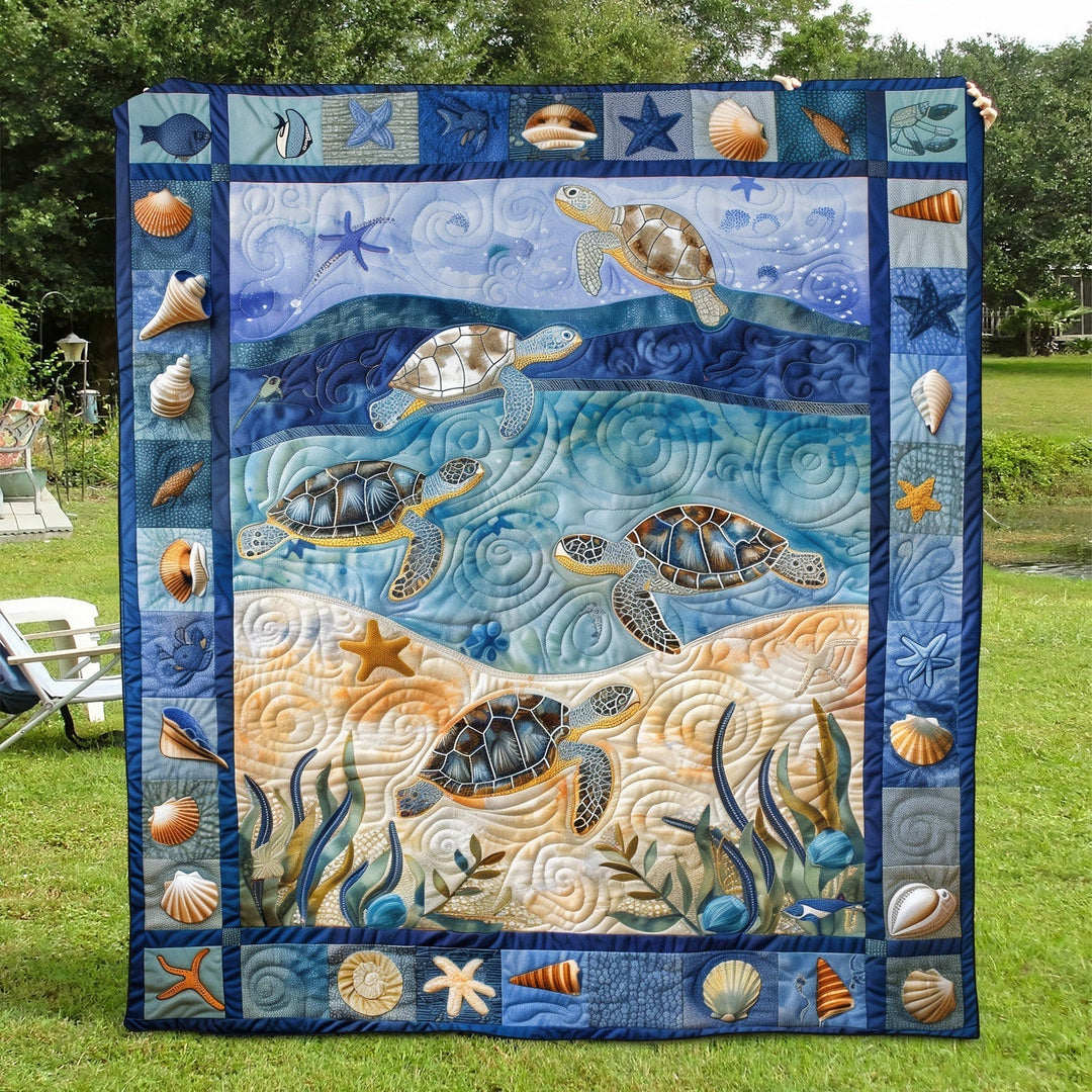 Ocean Turtle Quiltet Tæppe