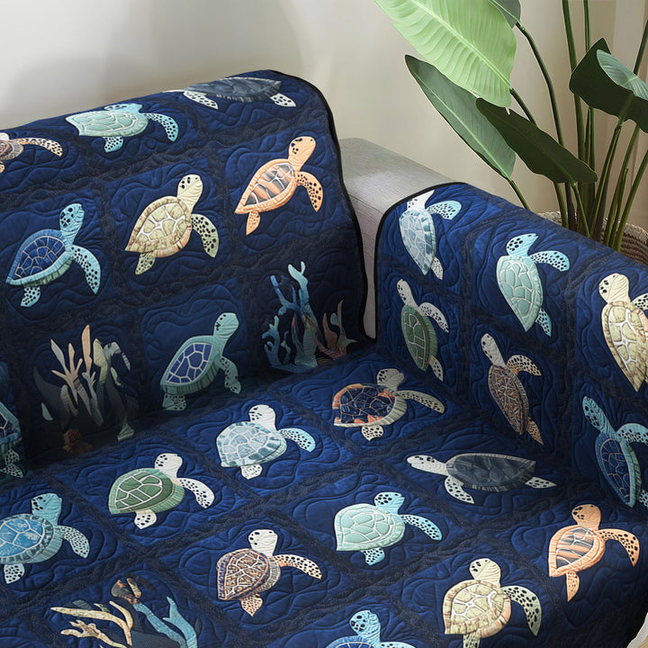 Oceanic Odyssey Quilted Sofa Cover