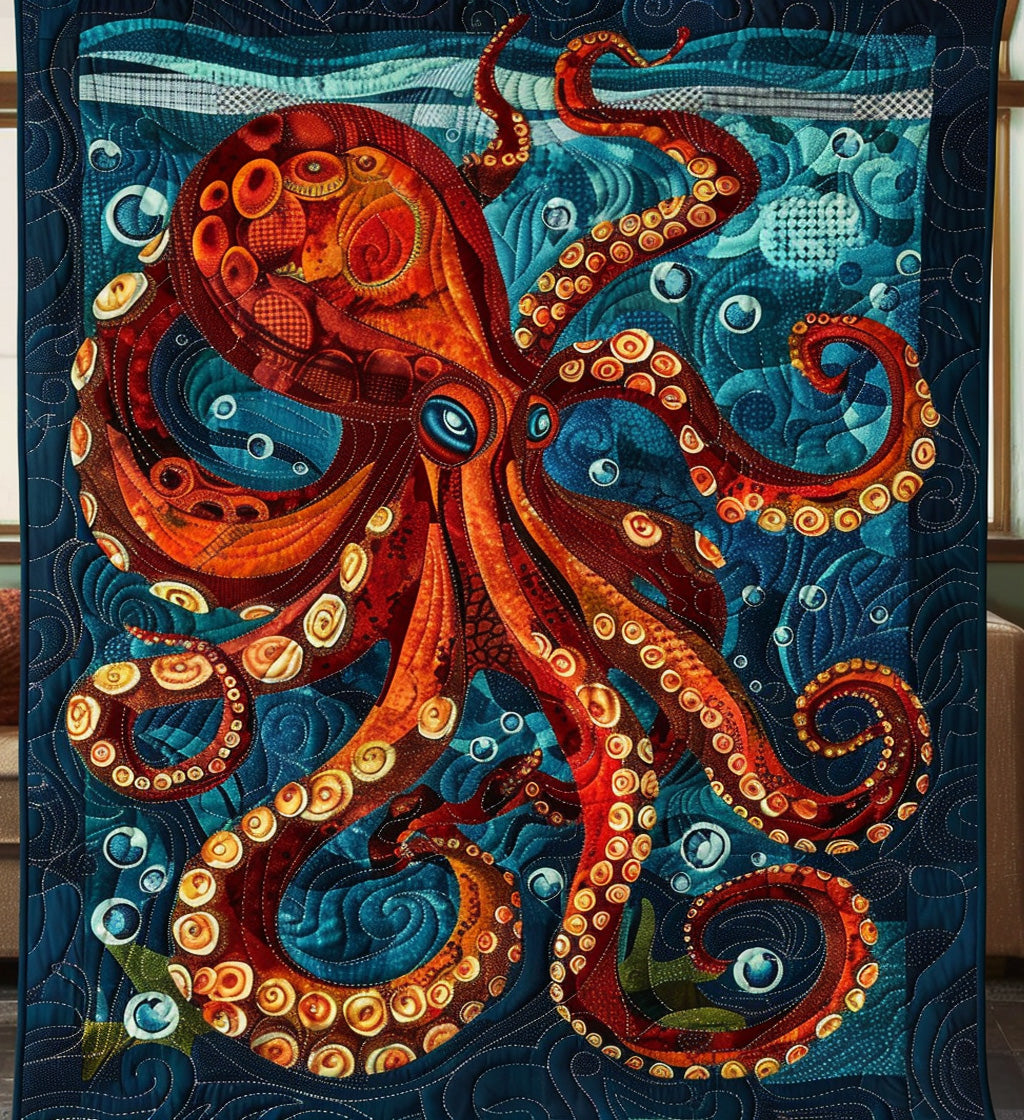 Octopus Mystique Quilted Blanket