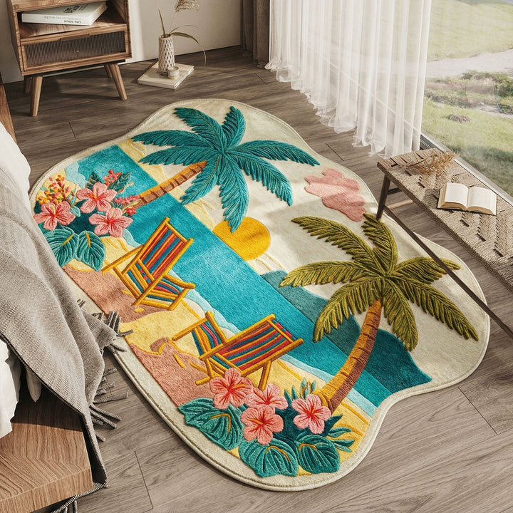 Palm Escape Custom Shape Area Rug