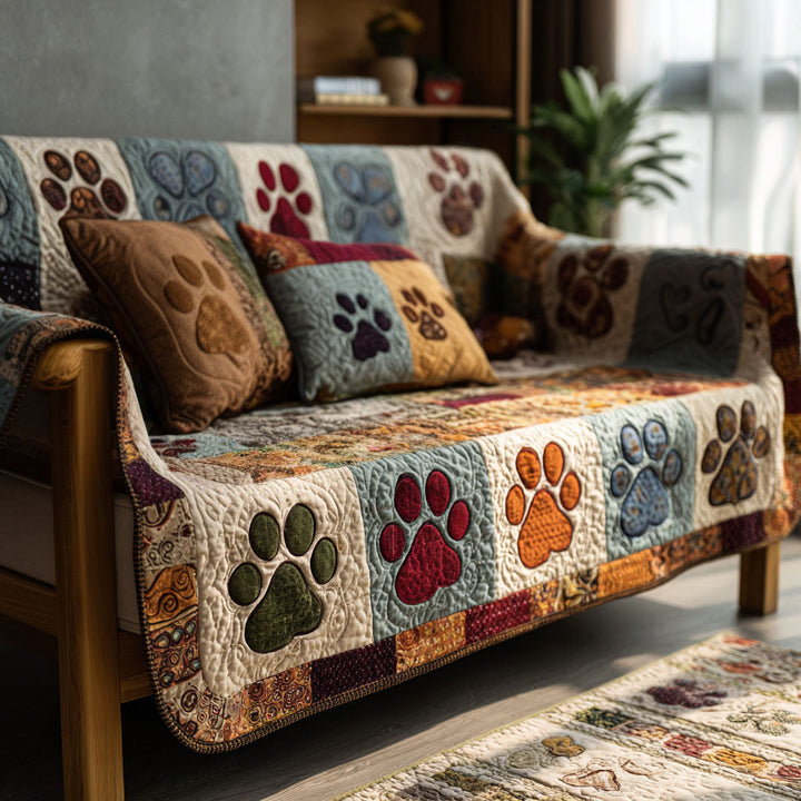 Paw Quilted Sofa Cover