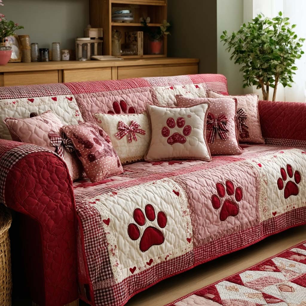 Paw Love Quiltet Sofapude
