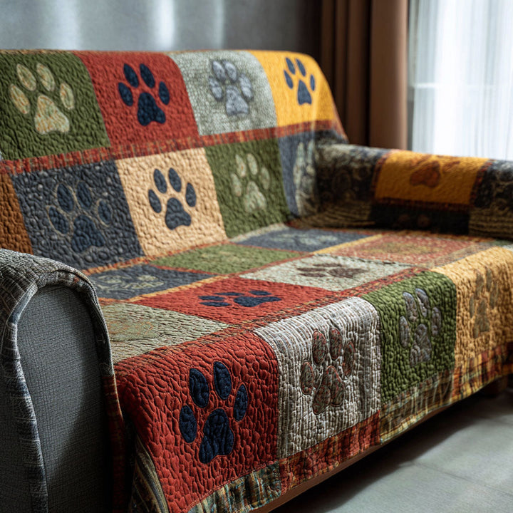 Paw Quilted Sofa Cover