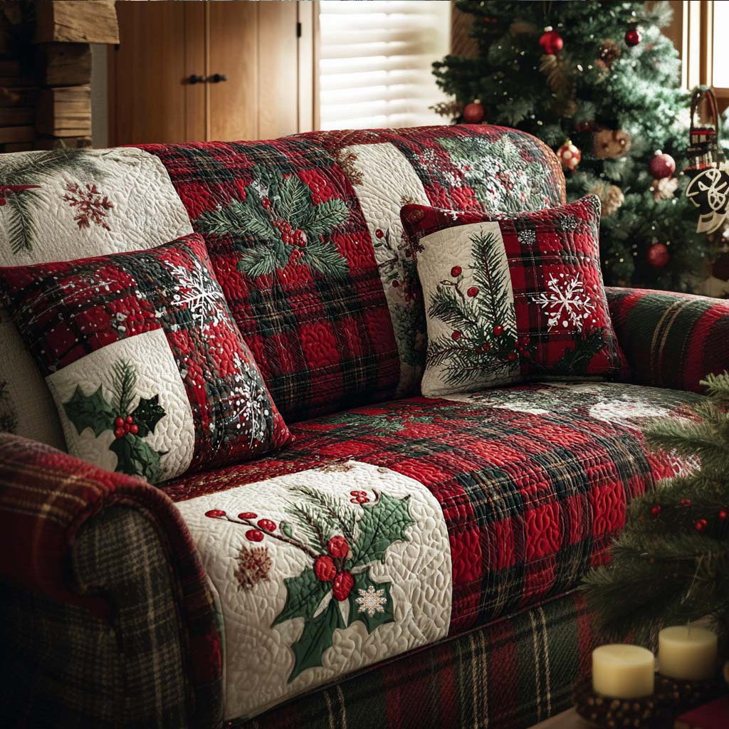 Plaid Flannel Polstret Sofapude