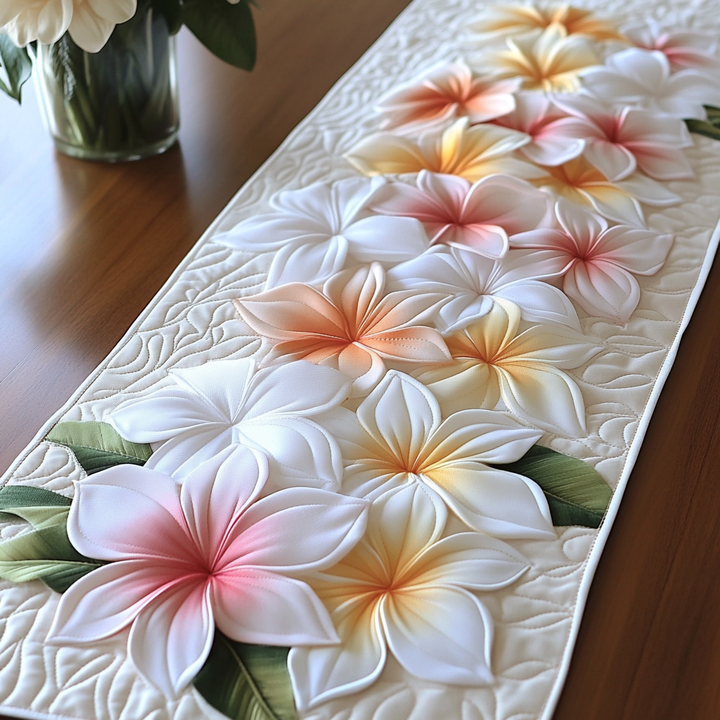 Plumeria Glow Quiltet Bordløber