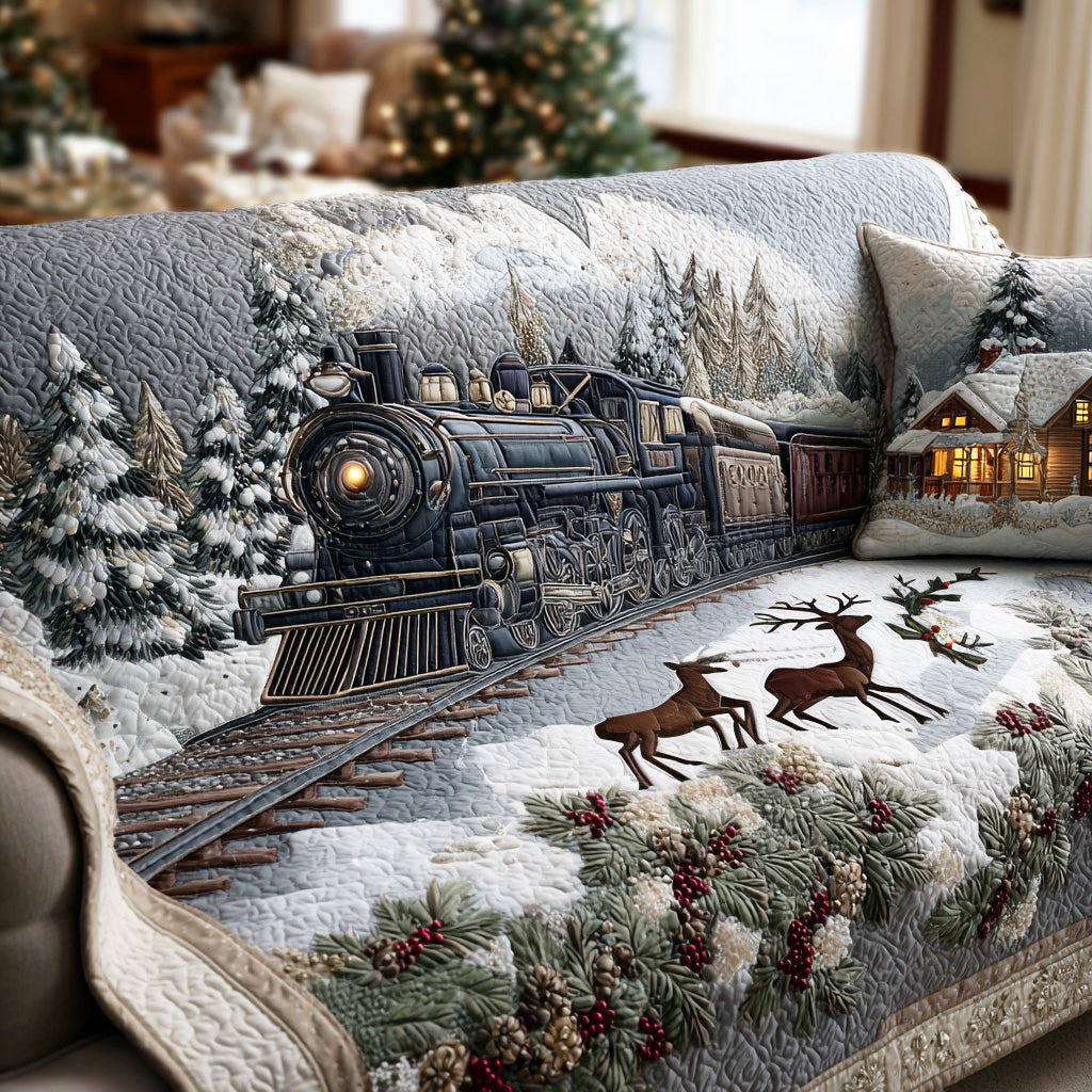 Polar Dream Rail Quilted Sofa Cover