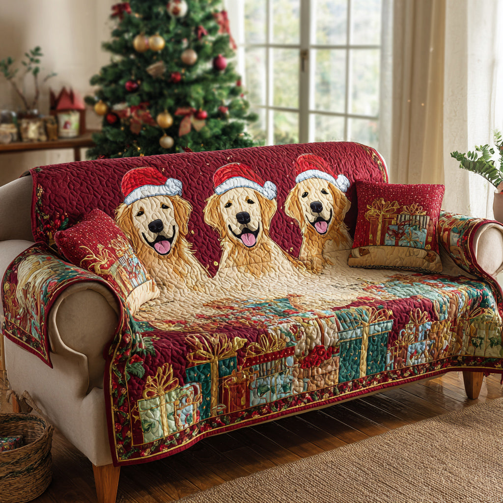 Præsenterer Golden Retriever Quilted Sofa Cover