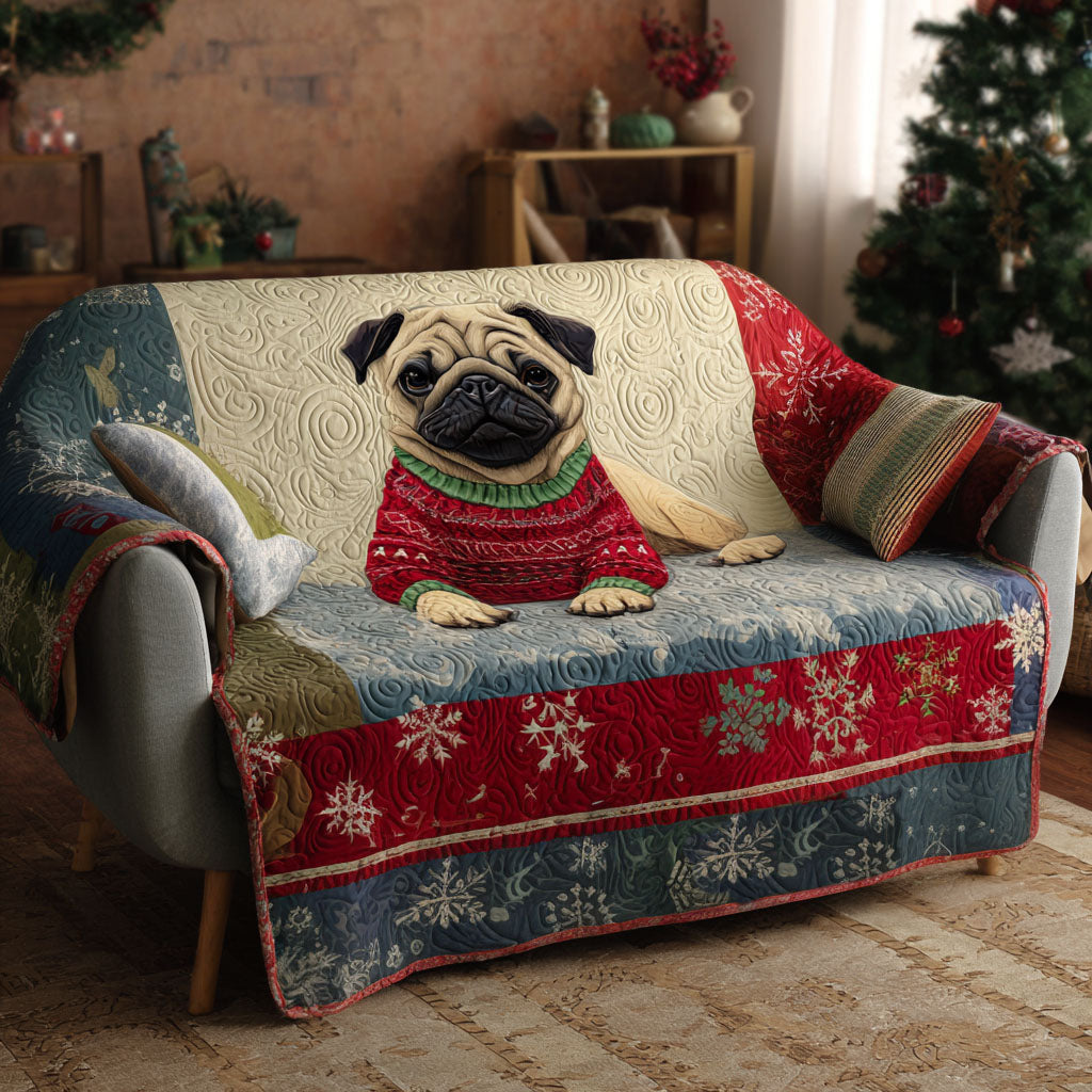 Pug i en Sweater Vatteret Sofa Cover