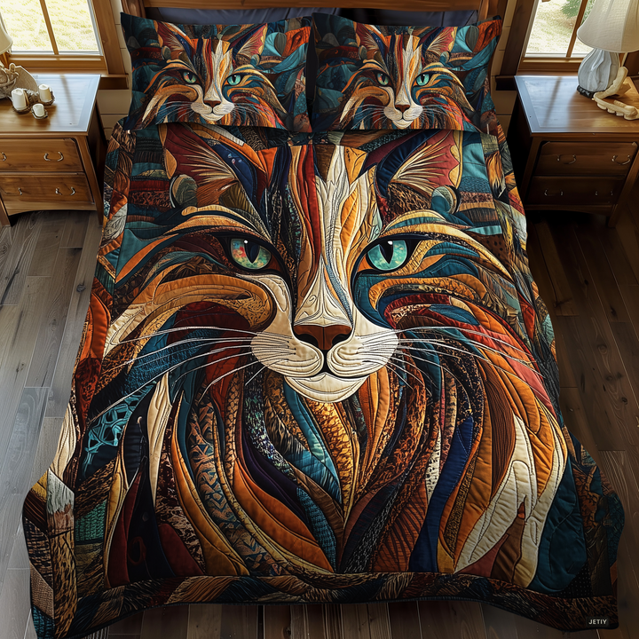 Purrs And Patches 3-delt quiltet sengetøjssæt