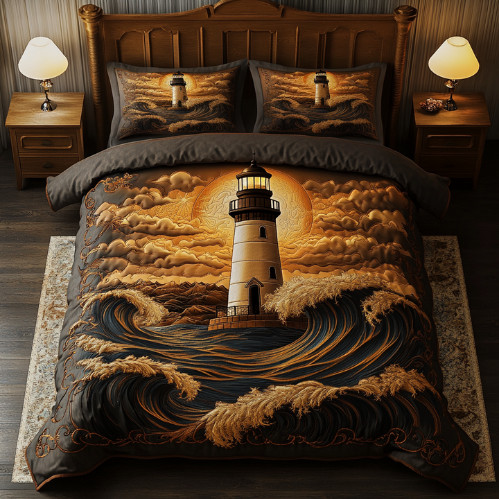 Lighthouse 3-delt quiltet sengetøjssæt