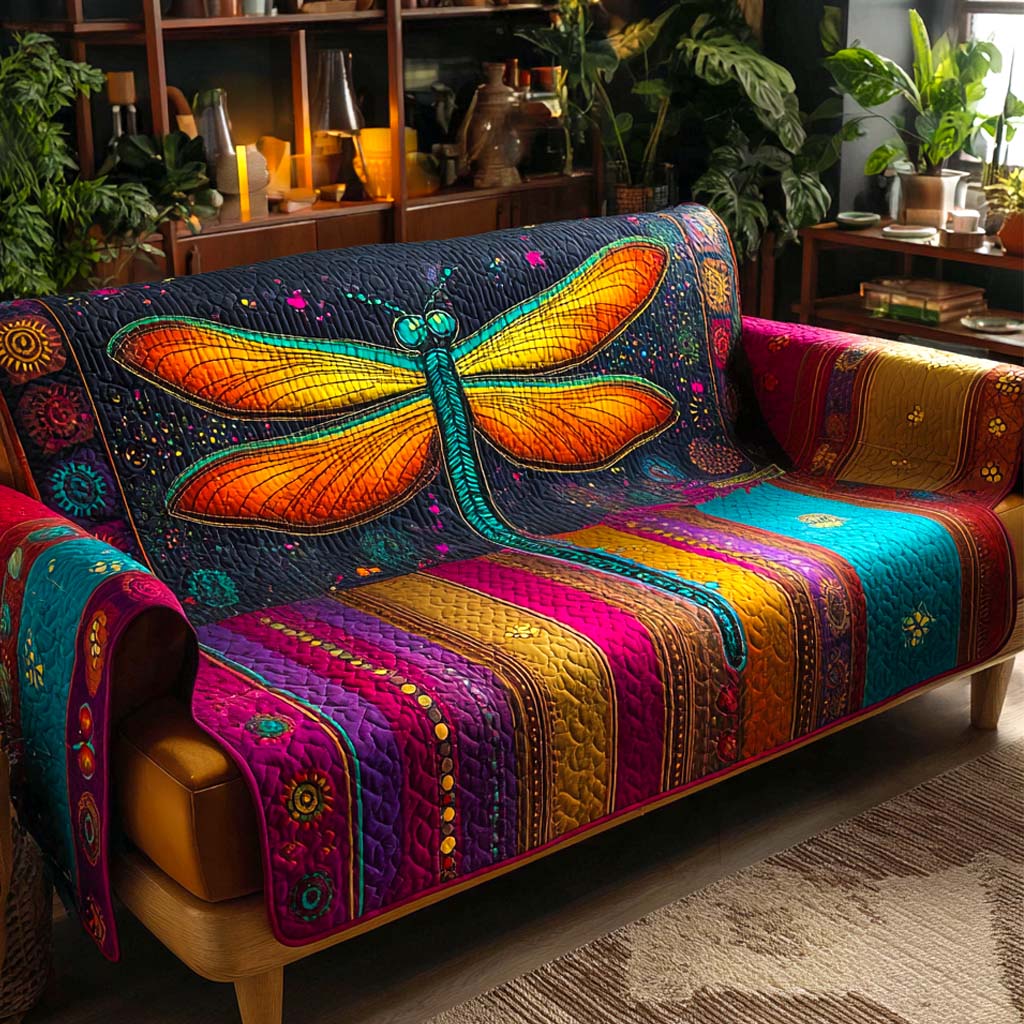 Dragonfly Quilted Sofa Cover