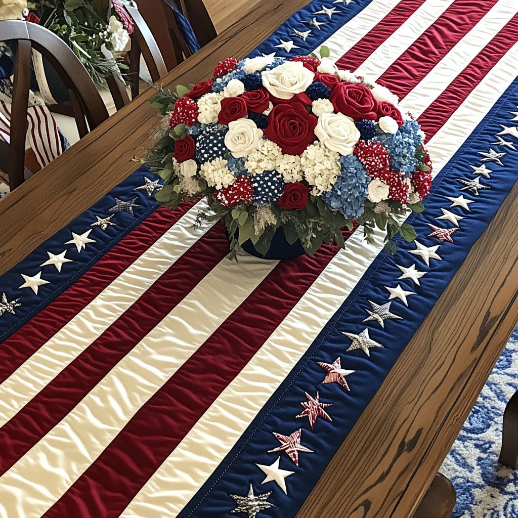 Rød Hvid og Blå Fejrings Quilted Bordløber