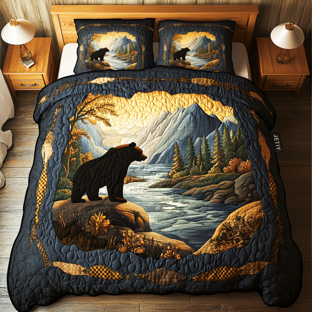 River Bear Serenity 3-delt quiltet sengetøjssæt