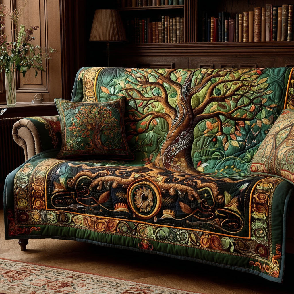 Rooted Harmony Quilted Sofa Cover